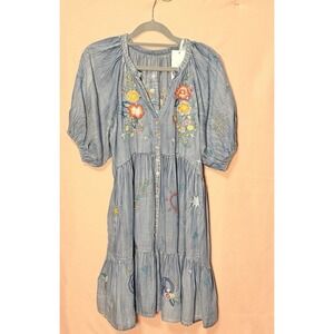 Kyla Seo Jasper Dress Caite Karyn Embroidered Small Jean Western Twirly NWT